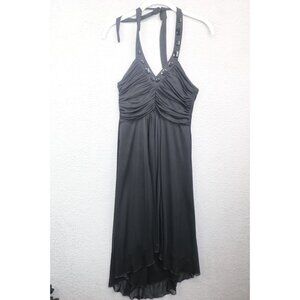 City Triangles Halter Style Beaded Mesh Dress-Size Small-Goth-Fairy-Grunge